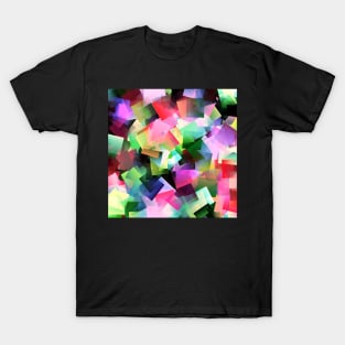 Bright Colorful Chaotic Squares Pattern T-Shirt